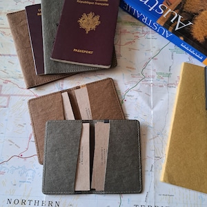 Porte-cartes double fait en papier lavable éco-responsable et végan, Porte-cartes de visite personnalisable