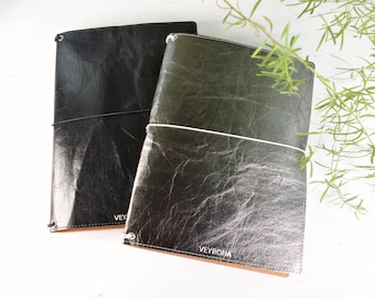 Durable travelers notebook cover, handmade in washable paper, Minimalist Midori cover, Vegan and sustainable