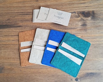 Tarjetero pequeño, minimalista y personalizable, hecho a mano con papel lavable, Estuche para tarjetas de visita, Regalo para ella, Regalo para él