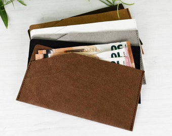 Budget envelope made of washable paper, Sold individually or in packs of 5 or 10 envelopes,  Pouch to save money, Several colors available