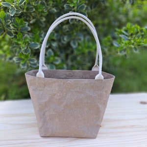 Sac cabas minimaliste en papier lavable écologique, fait à la main artisanalement, Plusieurs coloris, 2 Tailles, Sac personnalisable CORDA LINEN