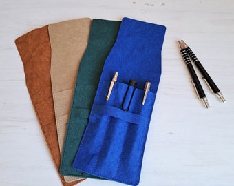 Porte-stylo en papier lavable, fabriqué artisanalement à la main, Plusieurs coloris disponibles, Pour 1 jusqu'à 6 stylos
