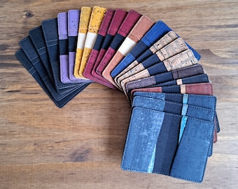 Handmade vegan business card holder made of cork, Customizable gift