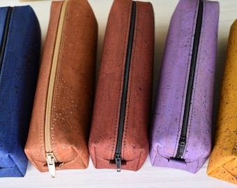 Pen case in cork fabric, Handmade, Several colors available, Sustainable pen holder