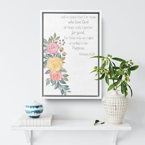 Romans 8:28 framed canvas, Romans 8 wall art, bible verse canvas, Romans 828 Scripture sign, Scripture canvas, bible verse wall art