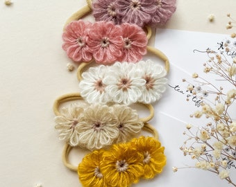 Anemone Floral Headband // Newborn Baby Headband, Baby Girl Flower Headband, Nylon Headband.