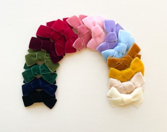 Velvet Ribbon Bows // Hand Tied Baby Bows, Girls Bows, Newborn Baby Bows, Baby Headbands, Hair Clips.