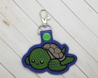 Cute Turtle DIGITAL Embroidery File, In The Hoop 4x4 Key fob, Snap tab, Keychain,, Embroidery Design, Cute Things