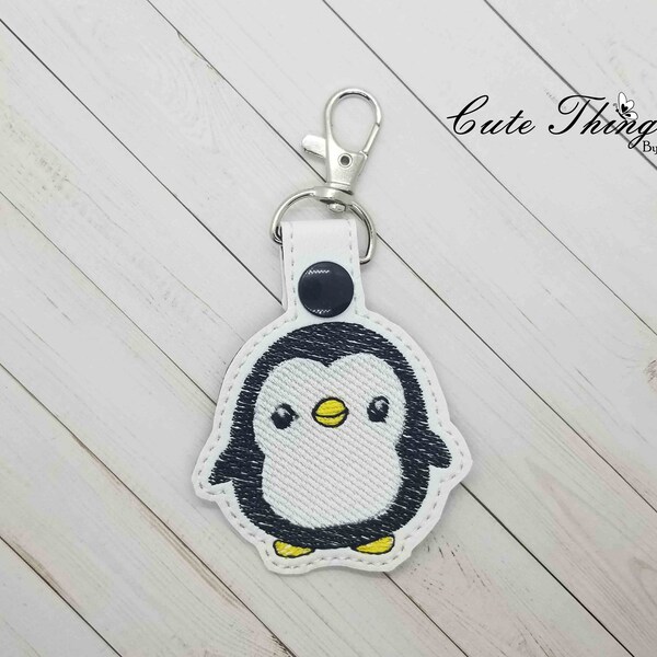 Cute Boy Penguin DIGITAL Embroidery File, In The Hoop 4x4 Key fob, Snap tab, Keychain, Bag tag, Embroidery Design, Cute Things