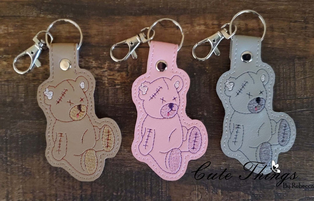 Bear With Stitches DIGITAL Embroidery File, in the Hoop 4x4 Key Fob ...