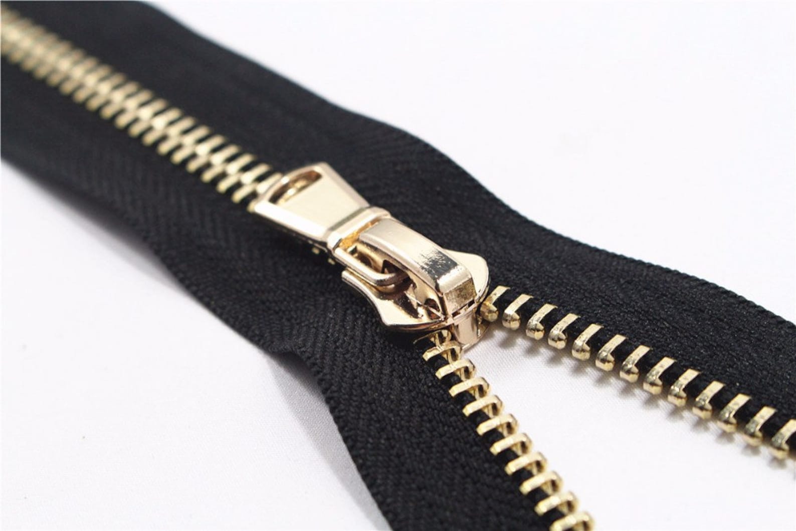 Black Openend Metal Zippers With Gold Slider 5 40cm 100cm Etsy