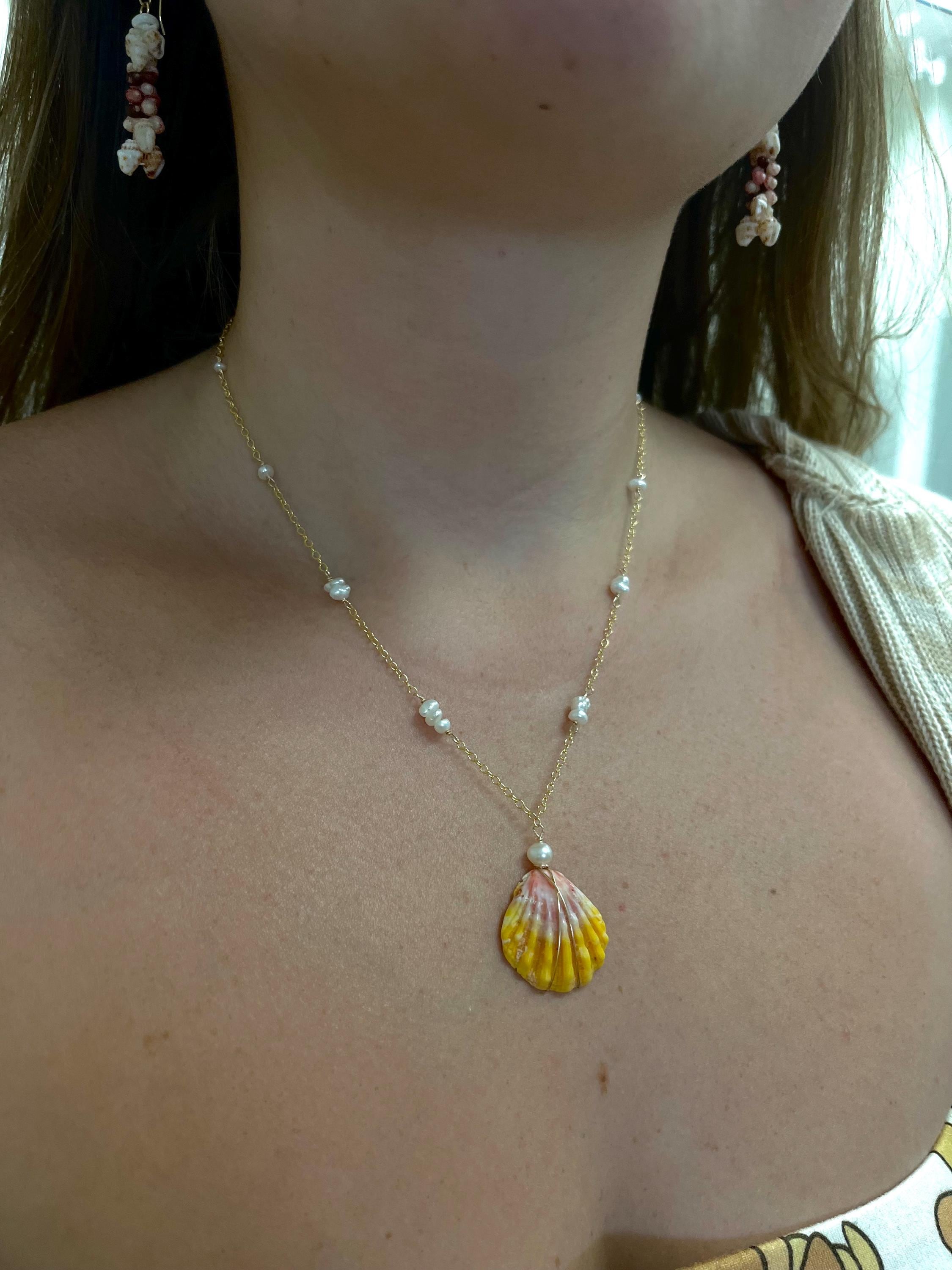 Rare Hawaiian Sunrise Shell Necklace ~ Waterproof 14k Gold Filled 18” - Ocean Themed Jewelry