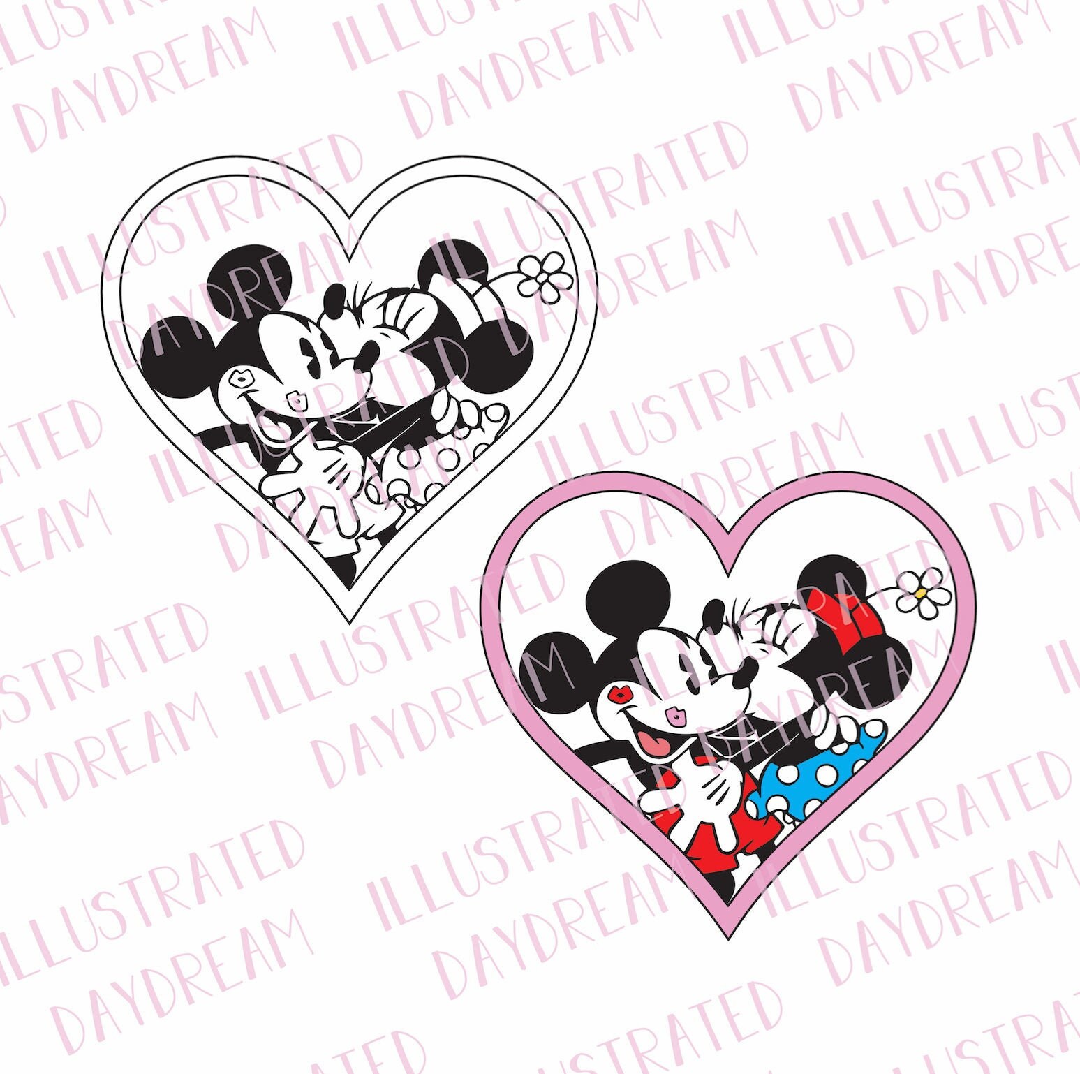 Mickey and Minnie Valentine Layered and Outlined SVG PNG | Etsy