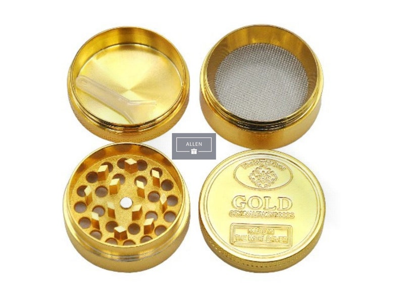 Gold Herb Grinder With Kief Catcher, Cute Weed Grinder, Herb Grinder