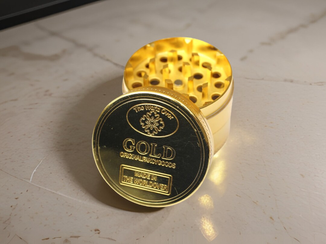 Gold Herb Grinder With Kief Catcher, Cute Weed Grinder, Herb Grinder, Marijuana Grinder, Stoner