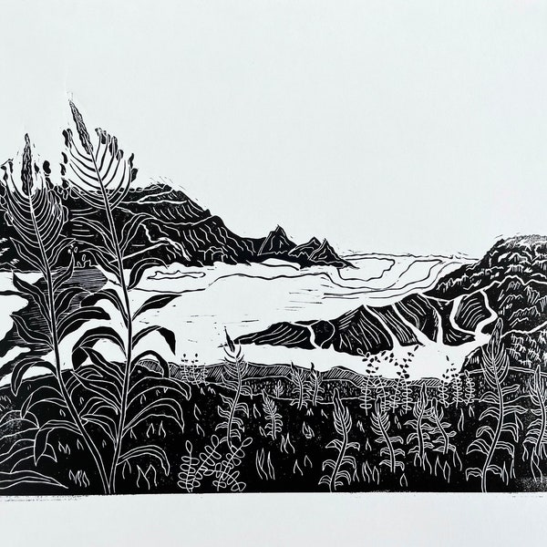 Black White Lino Prints Etsy