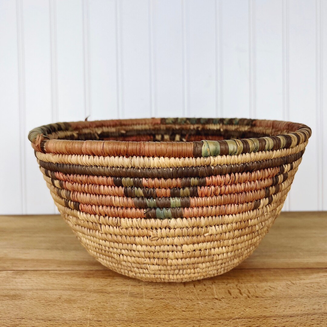 Vintage Basket, African Coil Basket, Boho Decor, Hausa Basket