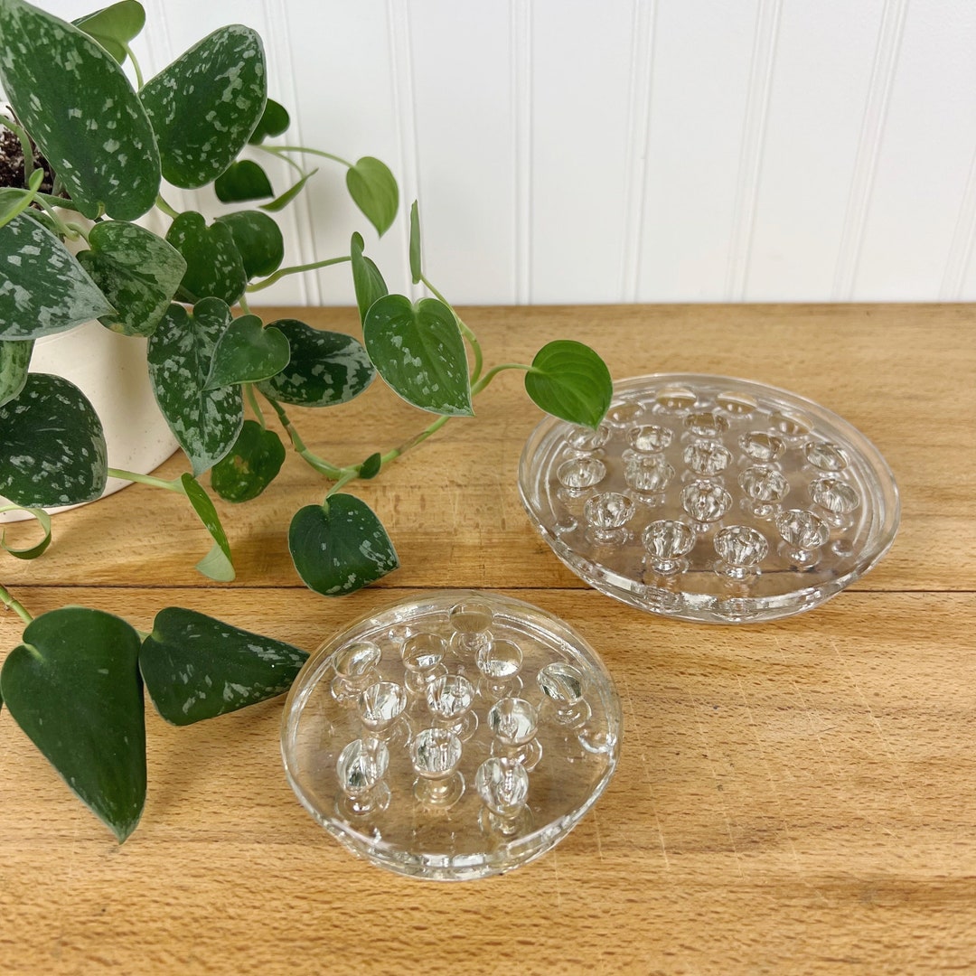 Vintage Glass Flower Frogs, Floral Frogs, Flower Arranging, Set of Flower Frogs, Shallow Frogs