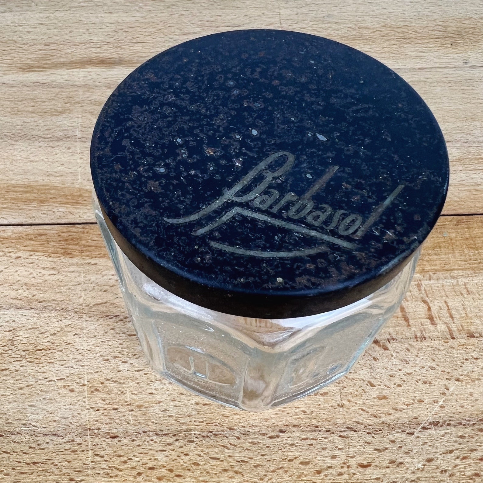 Vintage Barbasol Jar Glass Bathroom Storage Jar 8 Sided Jar Etsy