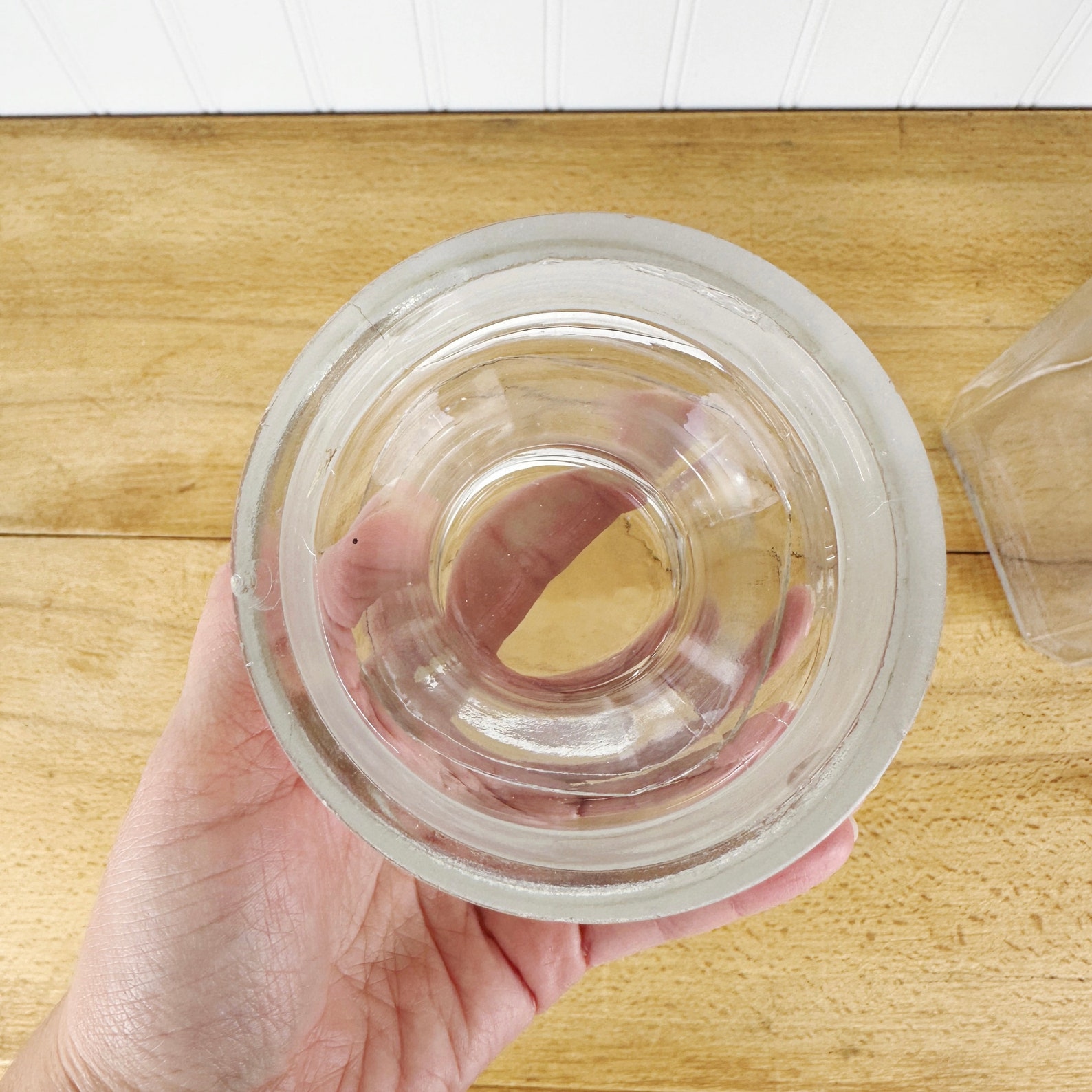 Antique Glass Jar, Store Display Jar, Square Apothecary Jar, Candy Jar