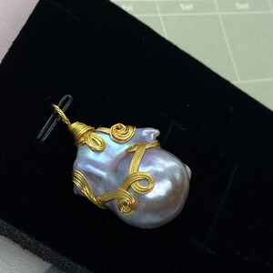 Freshwater large baroque pearl pendant Handmade