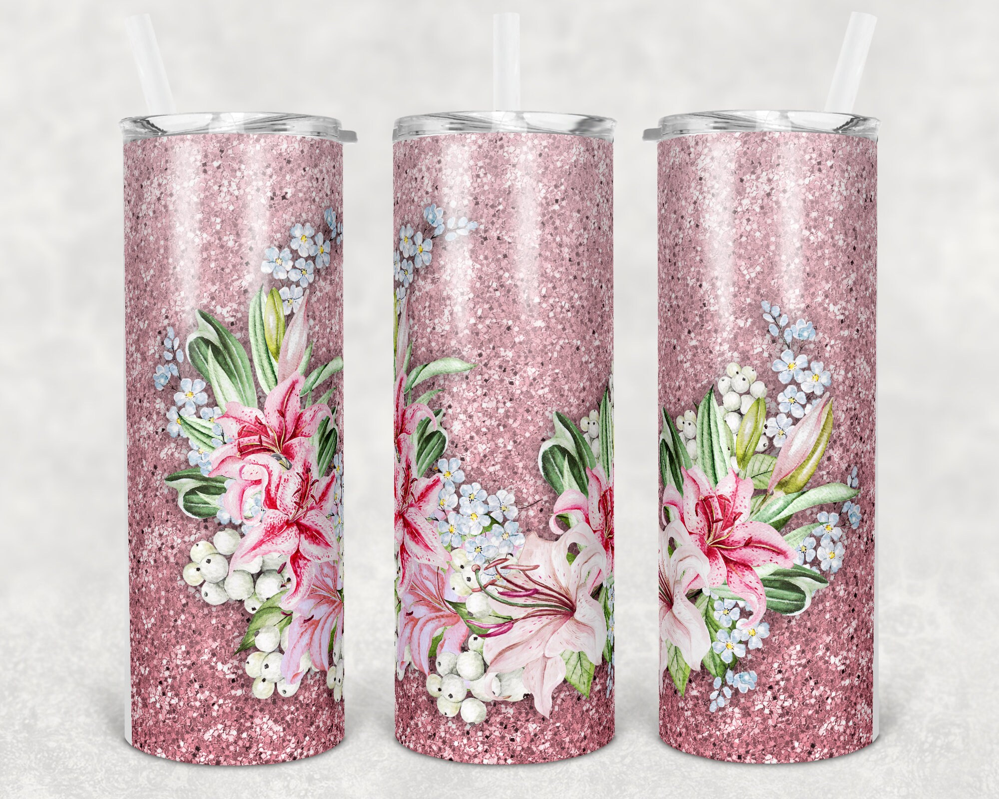 20 oz Skinny Tumbler Pretty lily flower Floral Design for Etsy