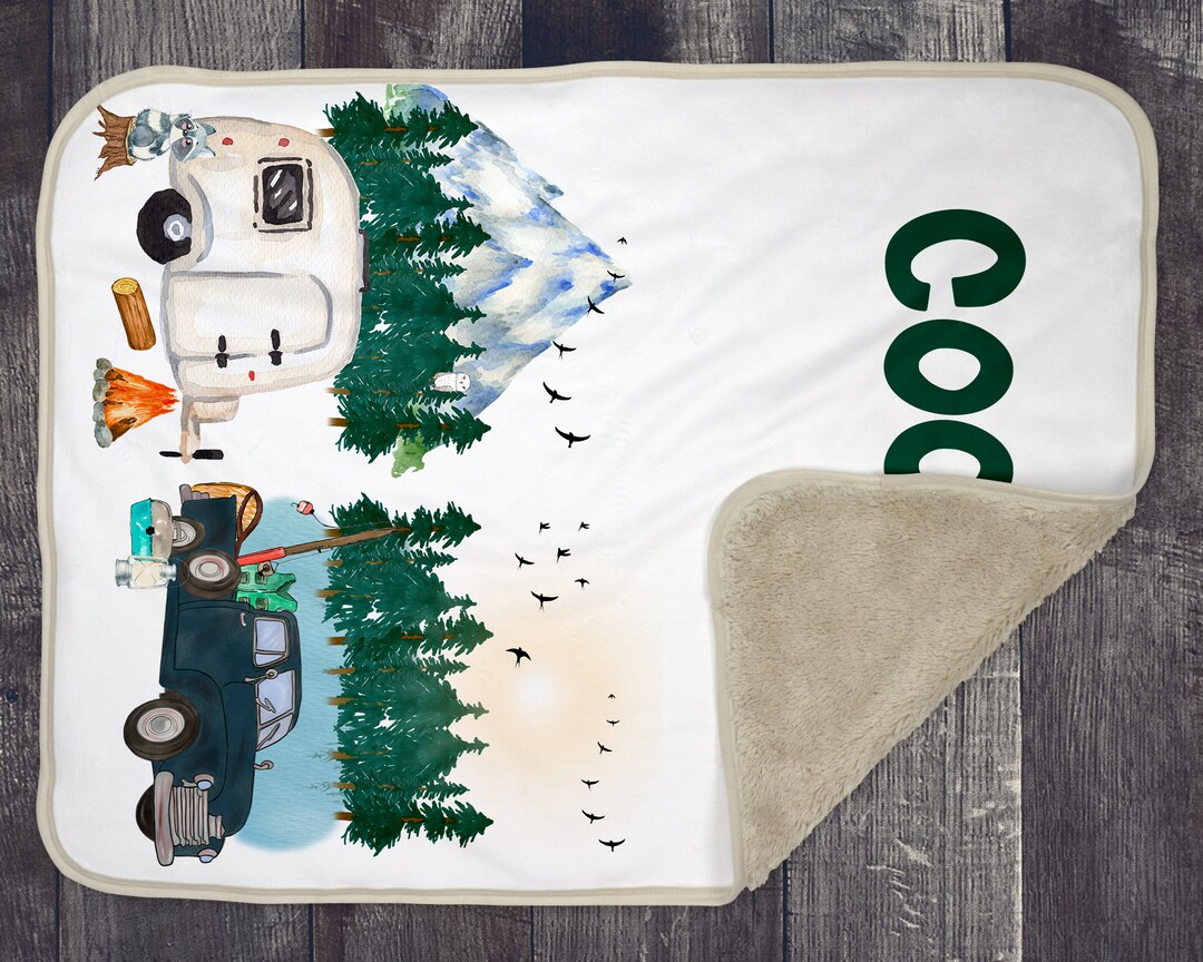 Baby Blanket Template Camping and Fishing 13 X 19 Panels PNG Template