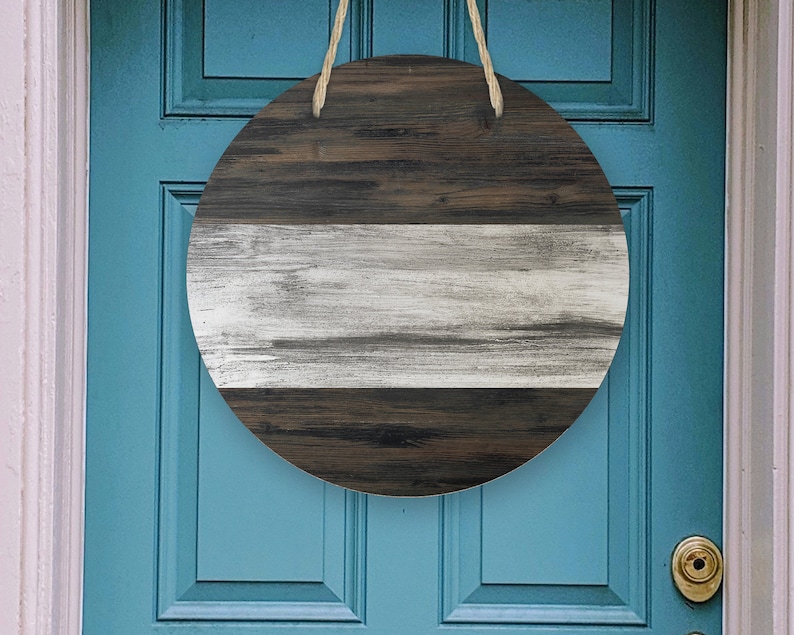 Round Door Hanger Faux Wood Rustic White Blank Design for Etsy