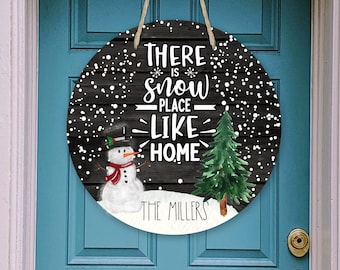 Round Door Hanger Christmas Snow Place Like Home Winter Snowman Dollar Deal Designs for Hardboard Blanks from OTW Digital Donload PNG