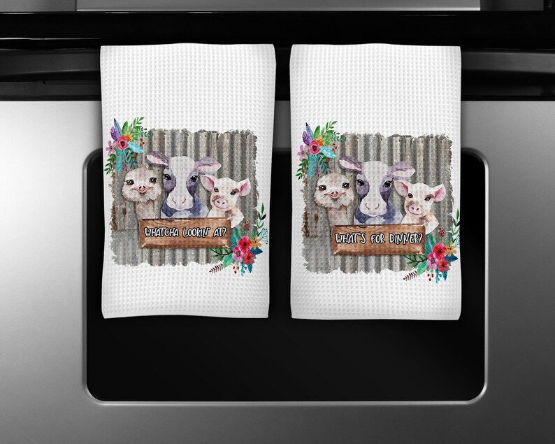 Sublimation Waffle Weave Towel Design Farmhouse Cow Digital Etsy