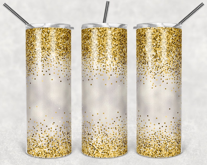 20 oz Skinny Tumbler Gold Glitter Confetti Blank Design for Etsy