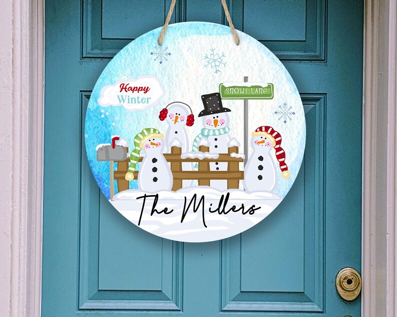 Download Round Door Hanger Christmas Snowman Cute Scene Sublimation ...