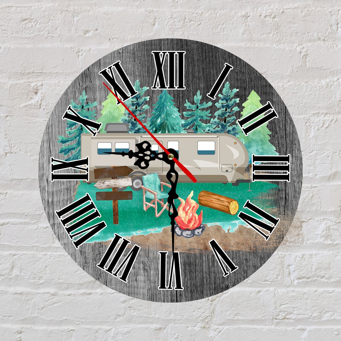 Round Clock Sublimation Design Camping Clock camper Trailer Etsy