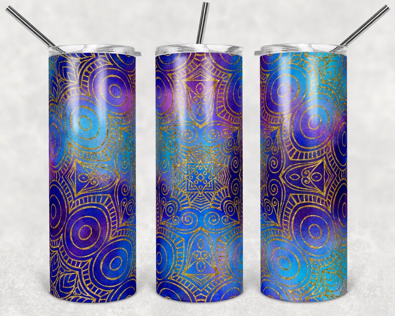 20 Oz Skinny Tumbler Galaxy Gold Design for Sublimation - Etsy