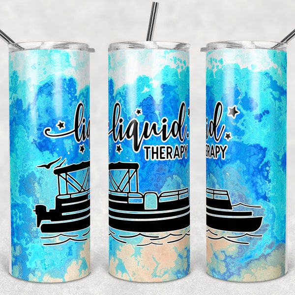 20 oz Skinny Tumbler faux Ink Pontoon Liquid Therapy Design for Sublimation Tumbler Digital Design PNG Out of the World Blanks