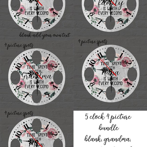 Round Clock Sublimation Design 4 Photo Picture Mothers Day Bundle for Hardboard Clock Blanks from  Out of the World Digital Download PNG