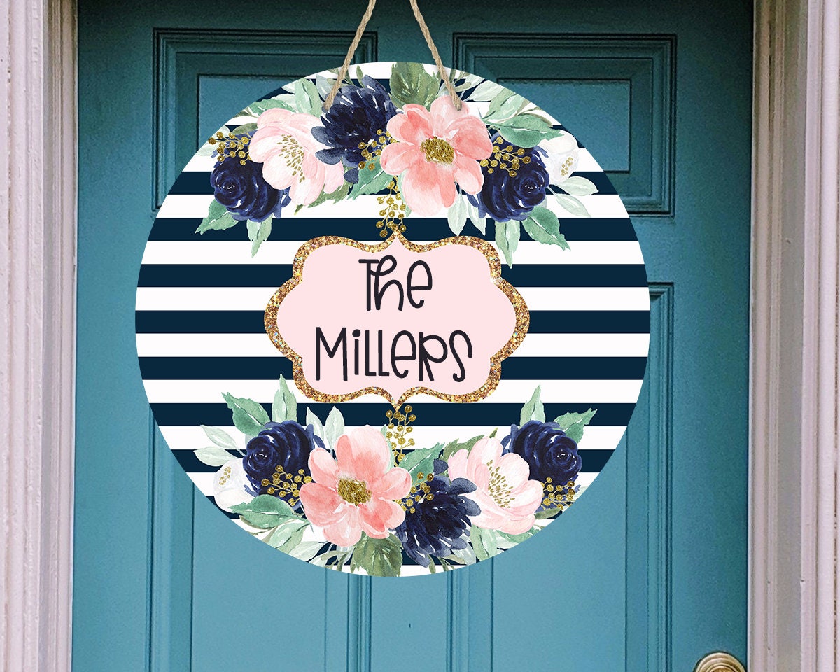Round 12 inch Door Hanger Blank for Personalization Striped Etsy