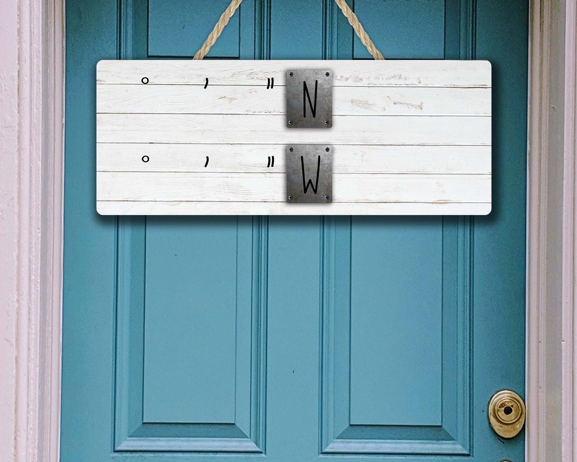 Rectangle Door Hanger Sublimation Design Blank GPS Coordinates Etsy