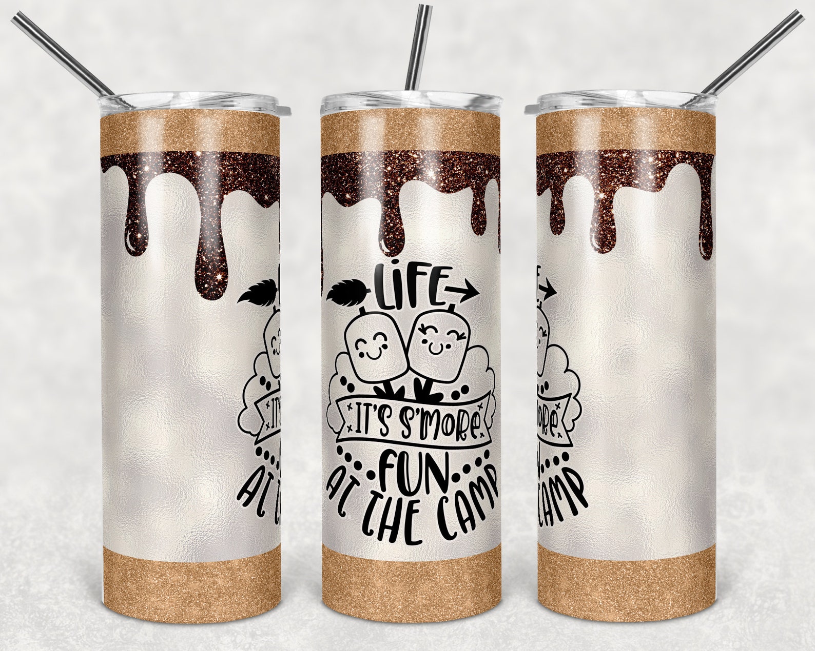 Download 20 oz Skinny Tumbler Smores Camping Design for Sublimation ...
