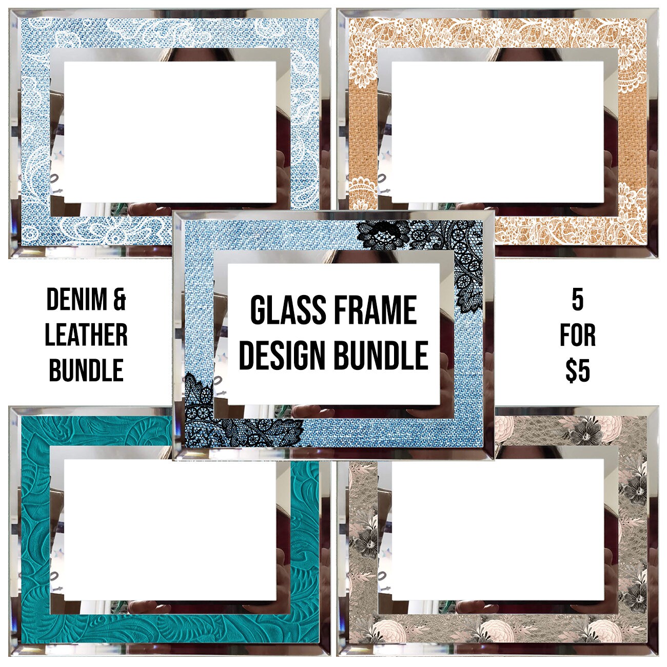 Glass Frame Bundle Sublimation Designs Denim Leather Design - Etsy