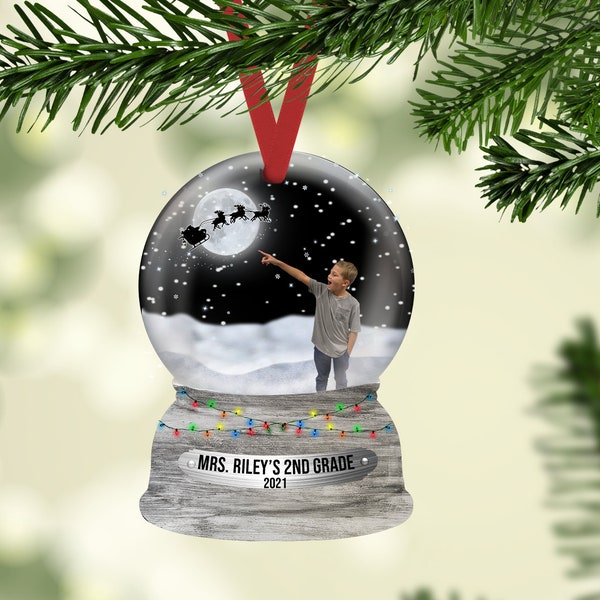 Ornement de boule à neige Ajouter une photo Personnaliser Santa Sleigh Flying Christmas Picture Snowglobe Design for Blanks dans la liste Instant Digital PNG
