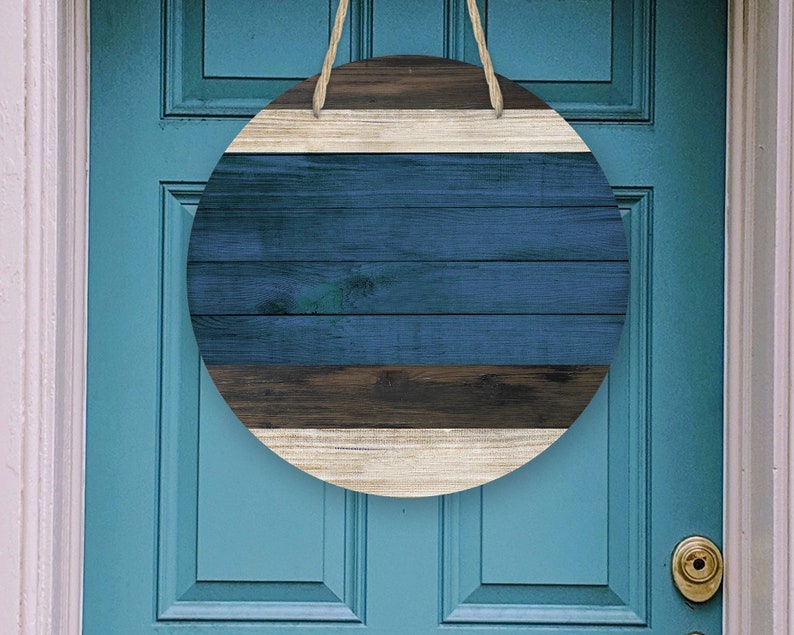 Round Door Hanger Faux Wood Red White Blue Faux Wood Blank Etsy