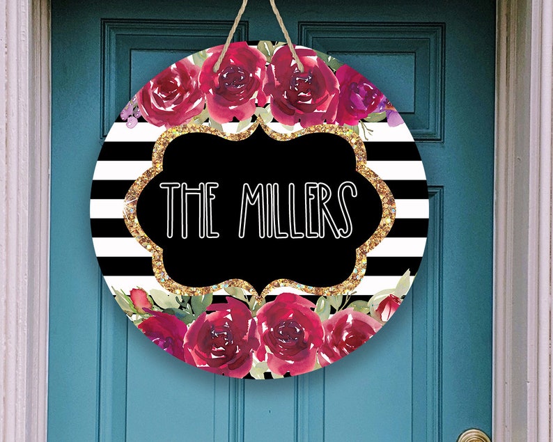 Round 12 Inch Door Hanger Blank for Personalization Striped Etsy