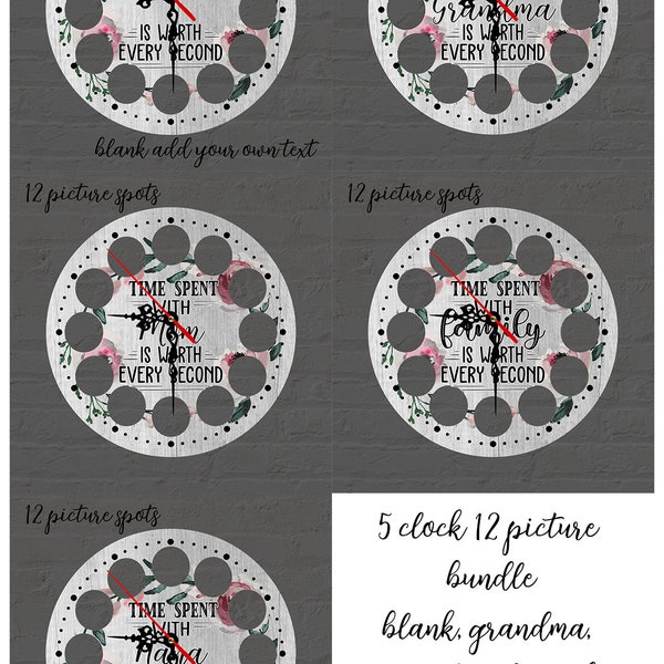 Round Clock Sublimation Design 12 Photo Picture Mothers Day Bundle for Hardboard Clock Blanks from  Out of the World Digital Download PNG
