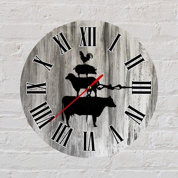 Round Clock Sublimation Design Farm Animals Kitchen Farmhouse for Hardboard Clock Blanks from  Out of the World Digital Download PNG
