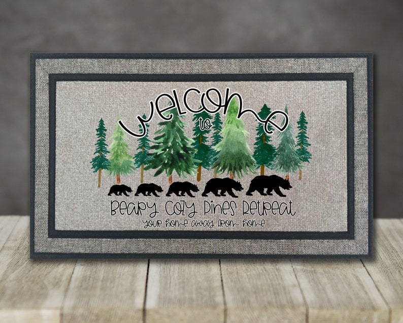 Home Depot Rug Cabin Bear and Pine Trees Sublimation Design Etsy
