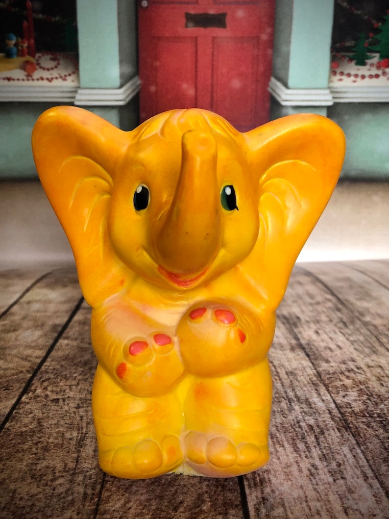 USSR Elephant baby Russian old toy children toy Soviet yellow elephant Soviet rubber toy Elephant rubber toy vintage rare toy