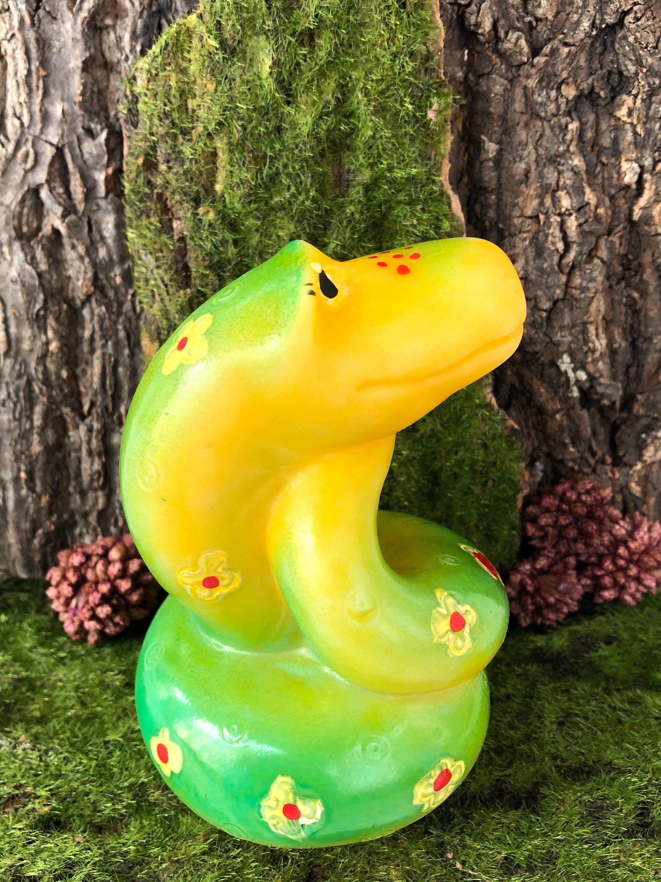 Green snake boa in flowers soviet rubber toy rubber snake Etsy