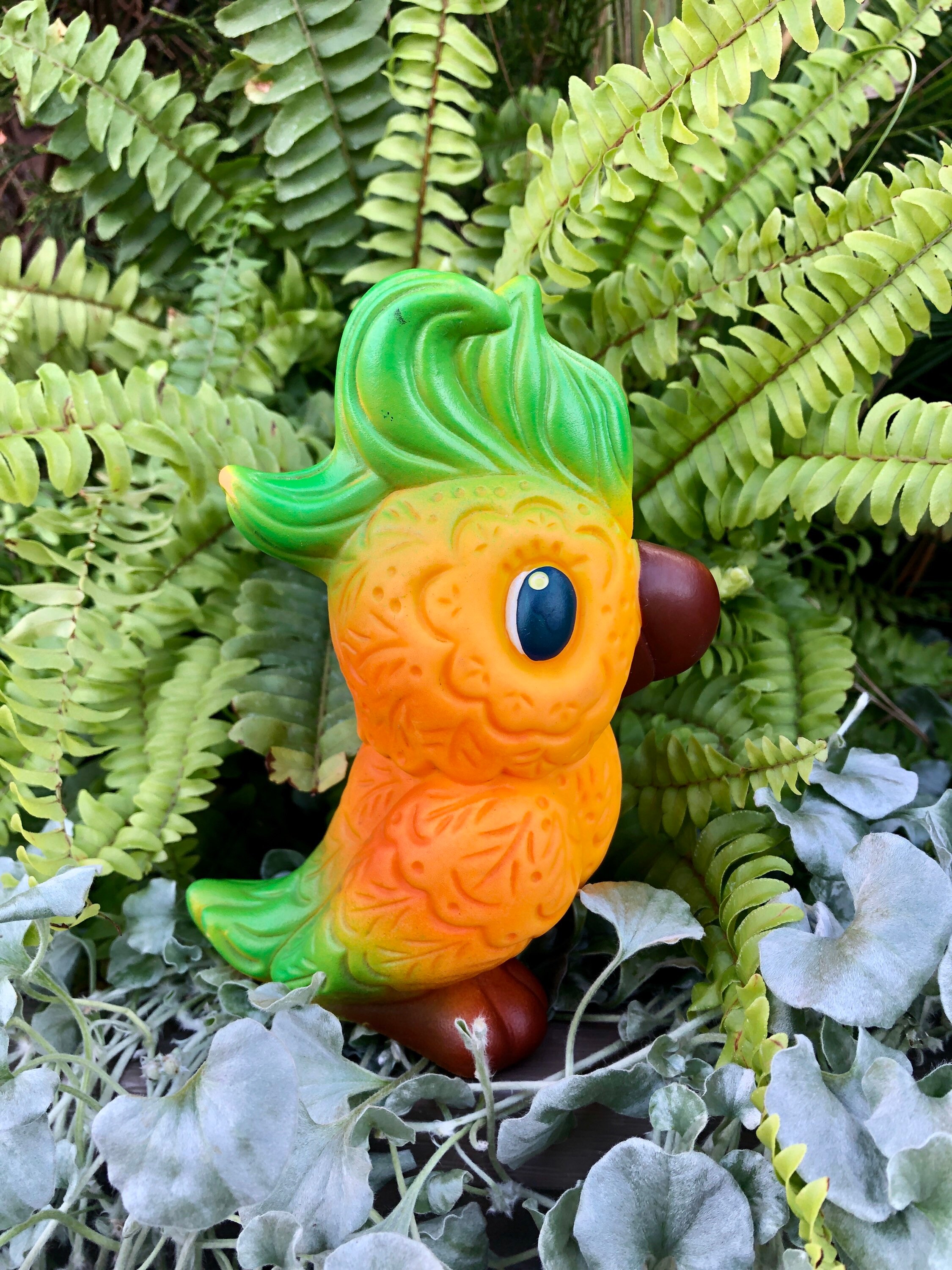 Parrot rubber toy. Soviet popular toy. Soviet parrot. Vintage Etsy