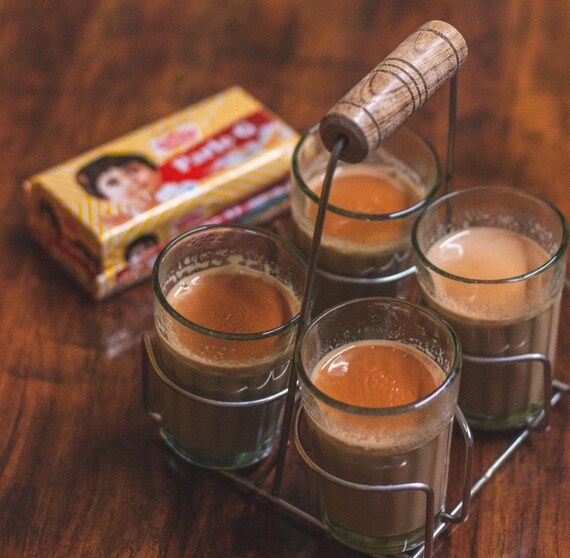 Cutting Chai Glasses Set of 4 With Stand - Etsy UK